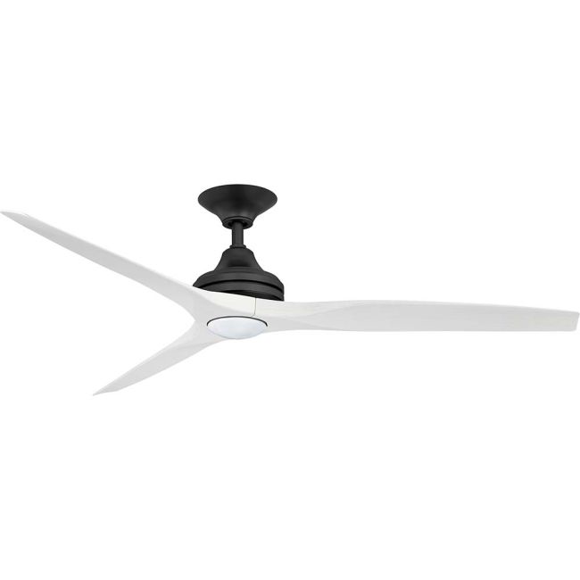 360 Spitfire AC 60" Polymer Ceiling Fan with Wall Control and 17W LED Light Black with White Wash Blades SPI60BLWWLED