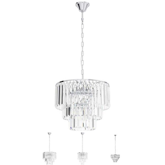 Agrigento Chrome and Crystal Pendant Light by Eglo