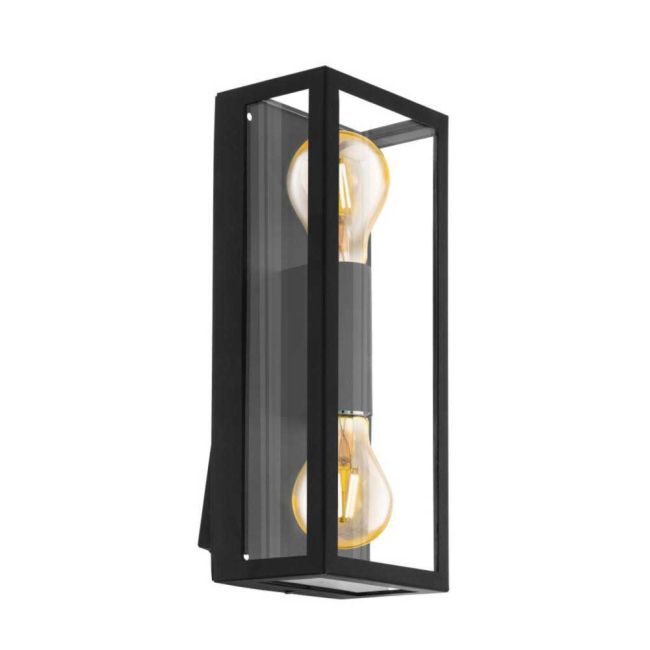 Alamonte 1 Black Exterior 2 Light Wall Light by Eglo