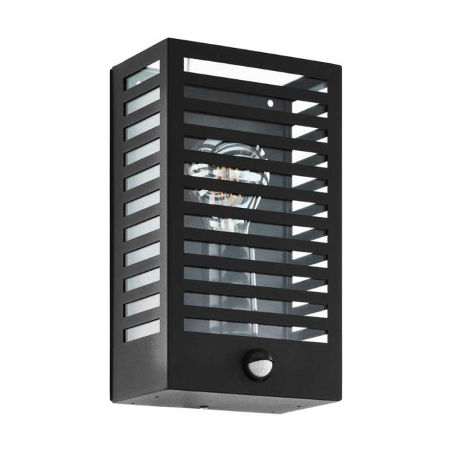 Alamonte 3 Black Exterior Wall Light with Sensor by Eglo