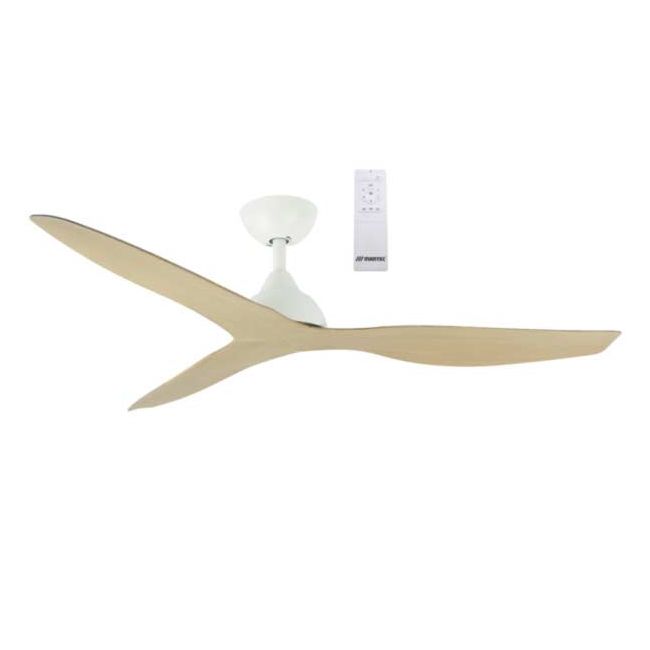 Avoca 52" DC Martec Remote Ceiling Fan in Matt White and Oak MADC133WOR