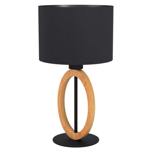 Basildon Black and Wood Table Lamp by Eglo