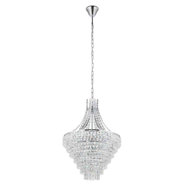 Beires Chrome and Crystal 8 Light Pendant by Eglo