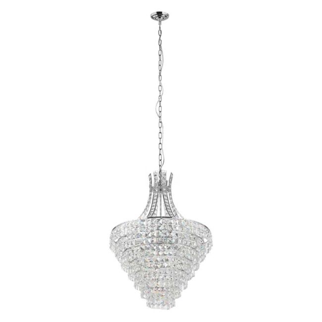 Beires Chrome & Crystal 10 Light Pendant by Eglo