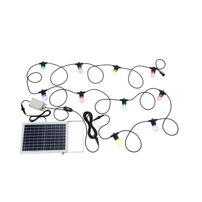 Black Festoon 2 10 DIY Fixed Multi-Coloured Solar Lights by Eglo