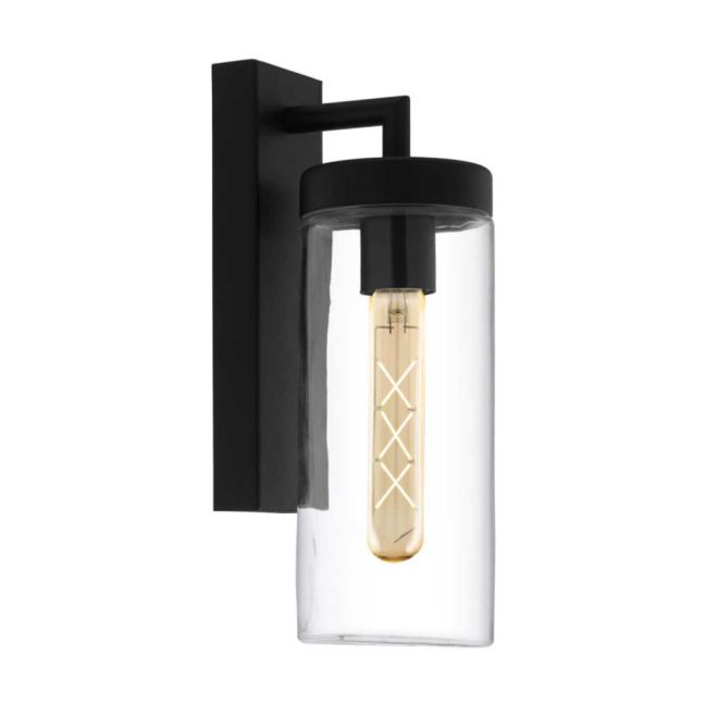 Bovolone Black and Glass E27 Exterior Wall Light by Eglo