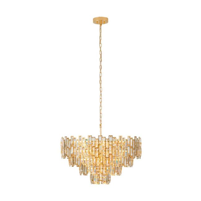 Calmeilles Brass & Crystal 10 Light Large Chandelier by Eglo