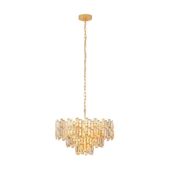 Calmeilles Brass & Crystal 10 Light Small Chandelier by Eglo