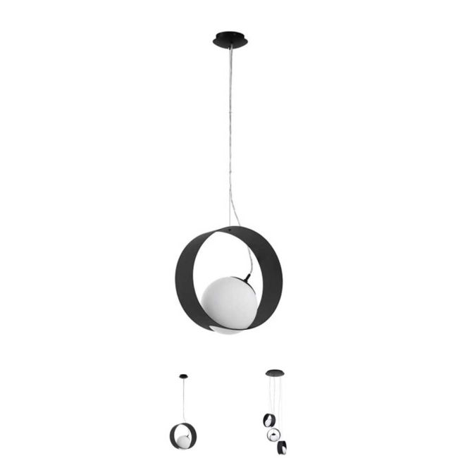 Camargo Black and Opal Glass Pendant Light by Eglo