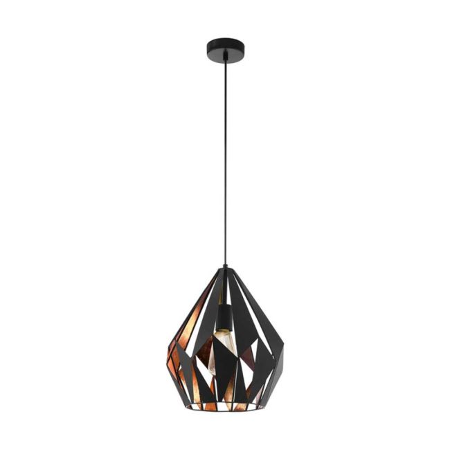 Carlton 1 Black and Copper Medium 1 Light Pendant by Eglo