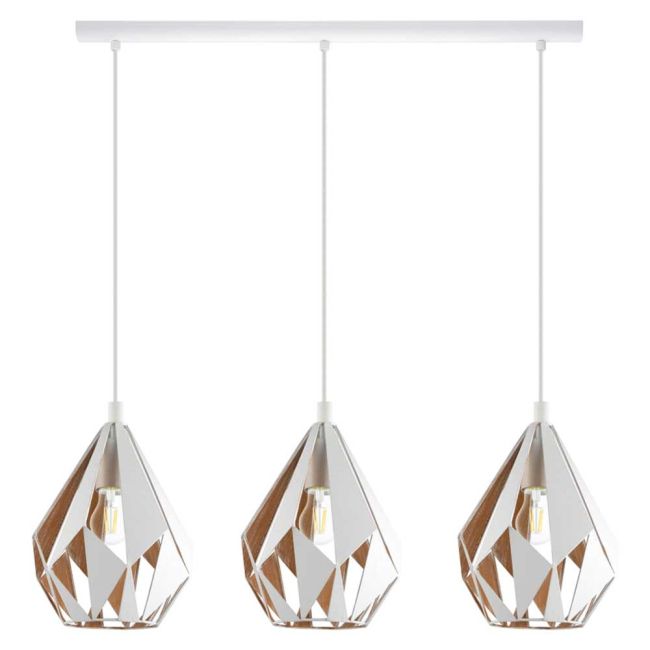 Carlton 1 White and Gold 3 Light Pendant by Eglo
