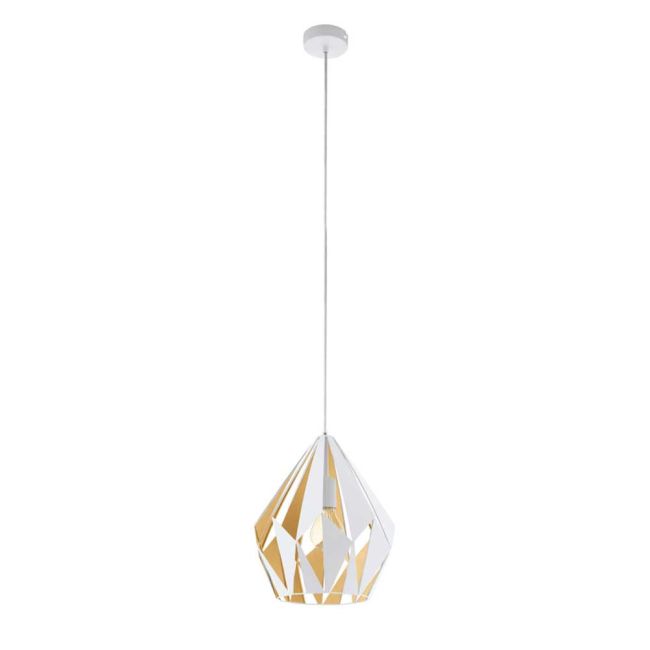 Carlton 1 White and Gold Medium 1 Light Pendant by Eglo