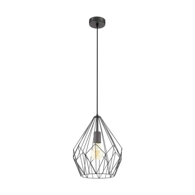 Carlton Black Cage Pendant Light by Eglo