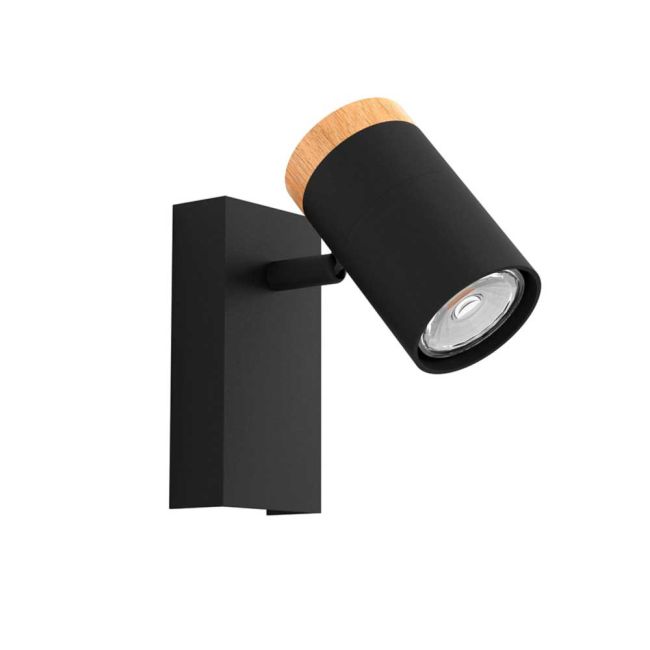 Cartagena Black and Wood 1 Light LED Spotlight by Eglo