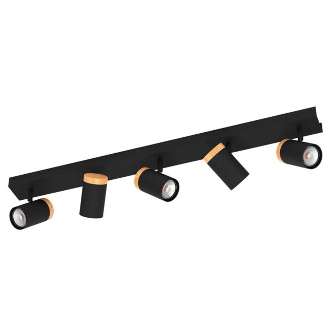 Cartagena Black and Wood 5 Light LED Spotlight by Eglo