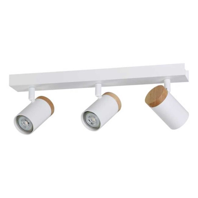 Cartagena White and Wood 3 Light LED Spotlight by Eglo