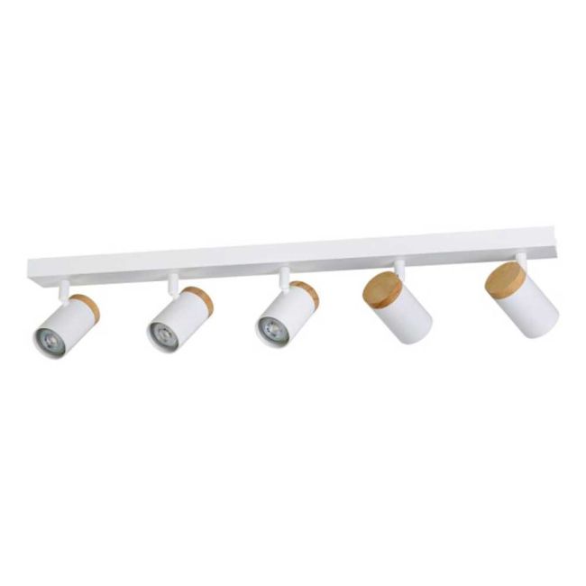 Cartagena White and Wood 5 Light LED Spotlight by Eglo