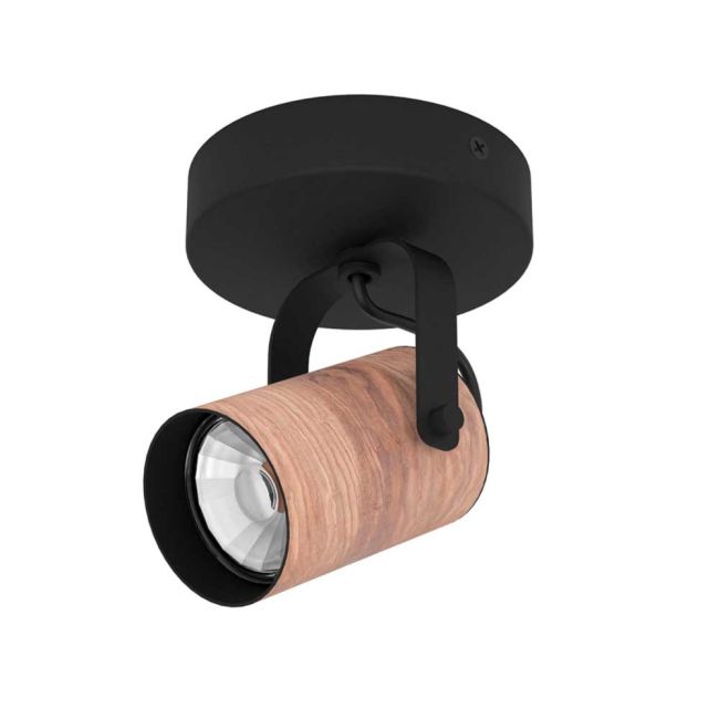 Cayuca Black and Wood 1 Light LED Spotlight by Eglo