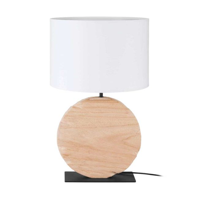 Contessore Round White and Wood Table Lamp by Eglo