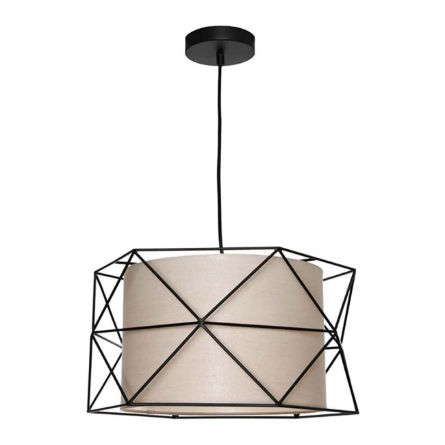 Cougar Lighting Barkley 1 Light Small Pendant Black with Fawn Shade