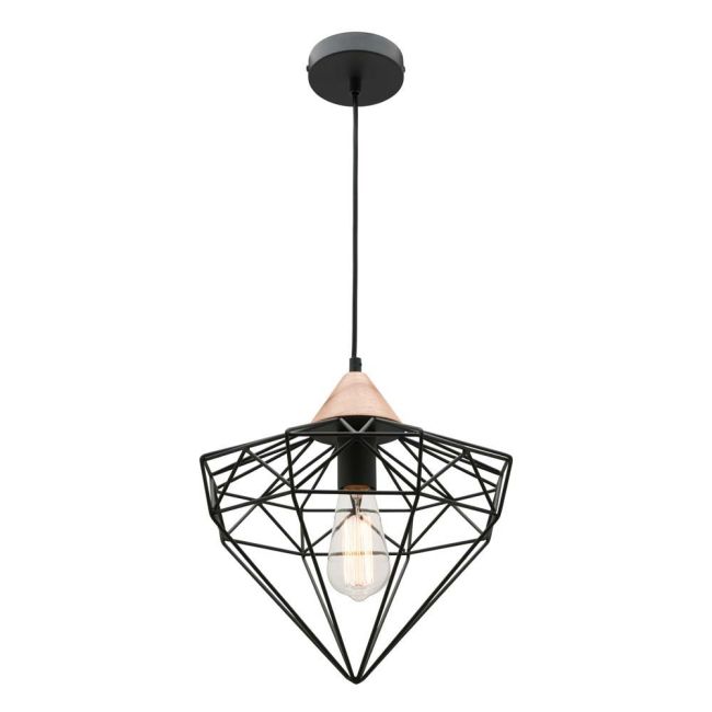 Cougar Lighting Glint Pendant Light Black with Timber