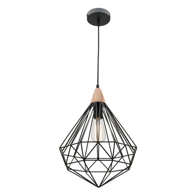 Cougar Lighting Raglan Pendant Light Black with Timber