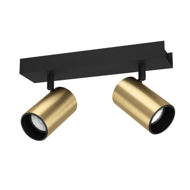 Cumaribo Black and Matt Brass 2 Light Spotlight by Eglo