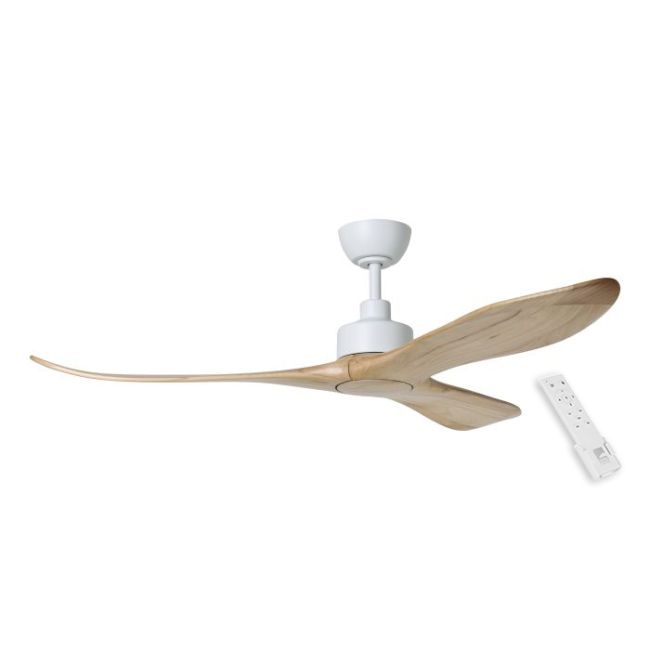 Currumbin DC 60" White with Natural Ceiling Fan by Eglo 20619221