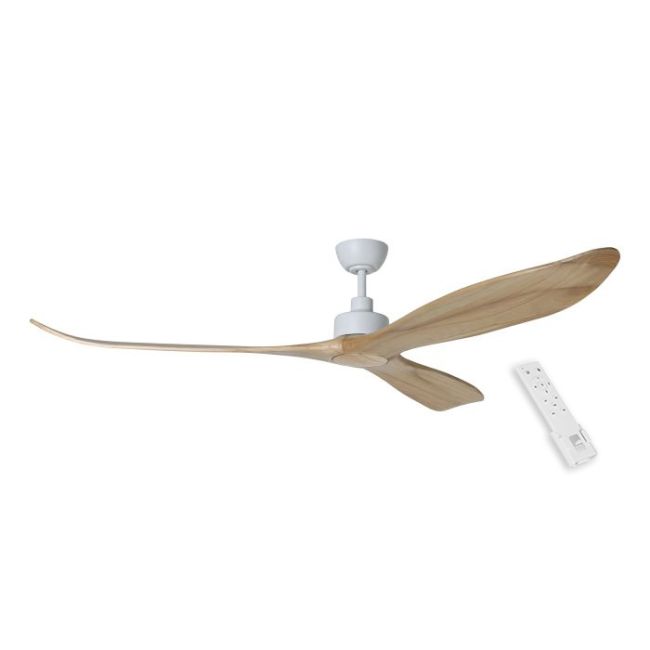 Currumbin DC 80" White with Natural Ceiling Fan by Eglo 20619321