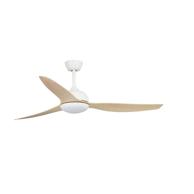 Eco Style DC 60" Ceiling Fan with LED Light in White with Beechwood by Fanco F4021-202