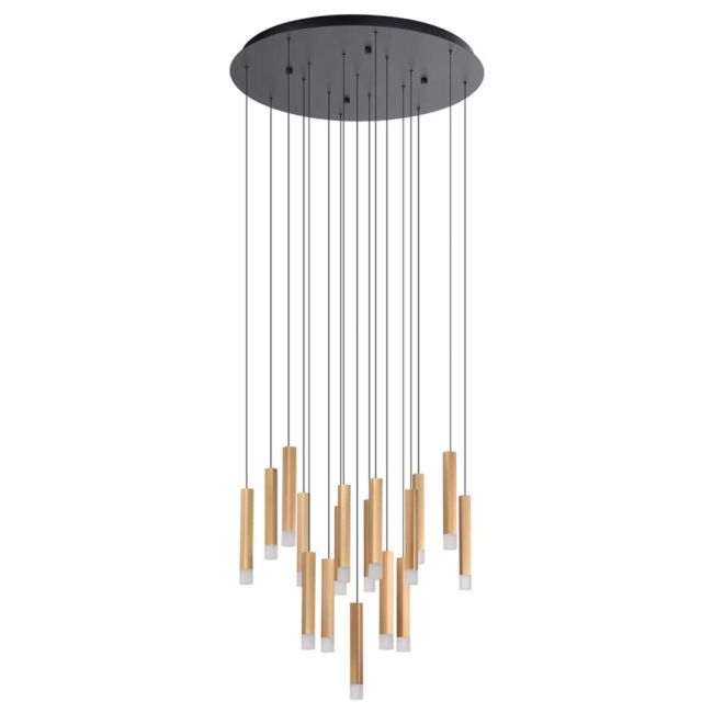 Estanerios Black and Wood 17 Light LED Pendant Light by Eglo