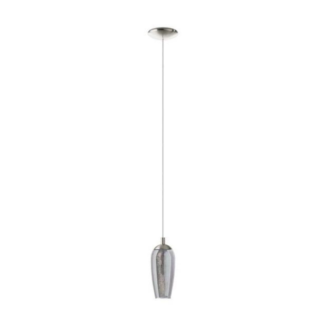 Farsala Satin Nickel and Glass 1 Light Pendant by Eglo
