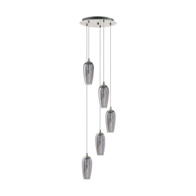 Farsala Satin Nickel and Glass 5 Light Pendant by Eglo