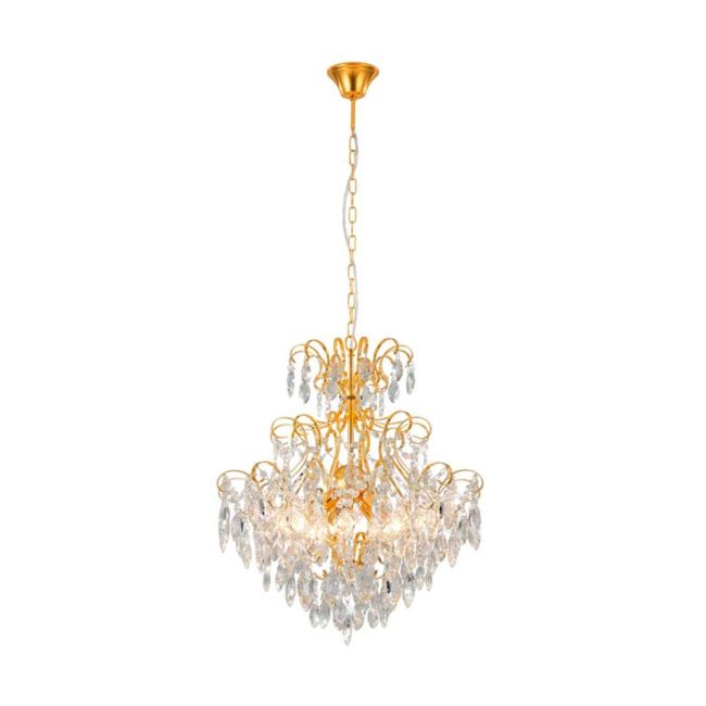 Fenoullet 1 Brass and Crystal 5 Light Pendant by Eglo