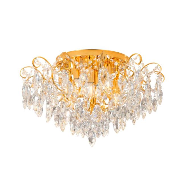 Fenoullet 1 Brass and Crystal Close to Ceiling Light by Eglo