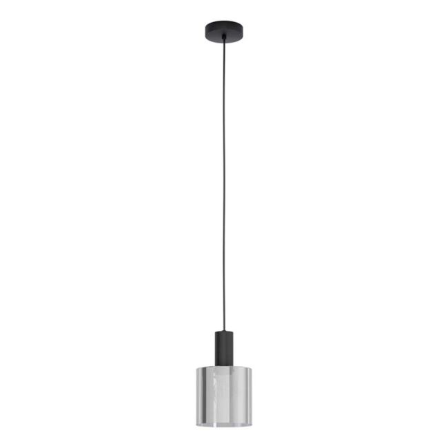 Gorosiba Black and Black Glass 1 Light Pendant by Eglo
