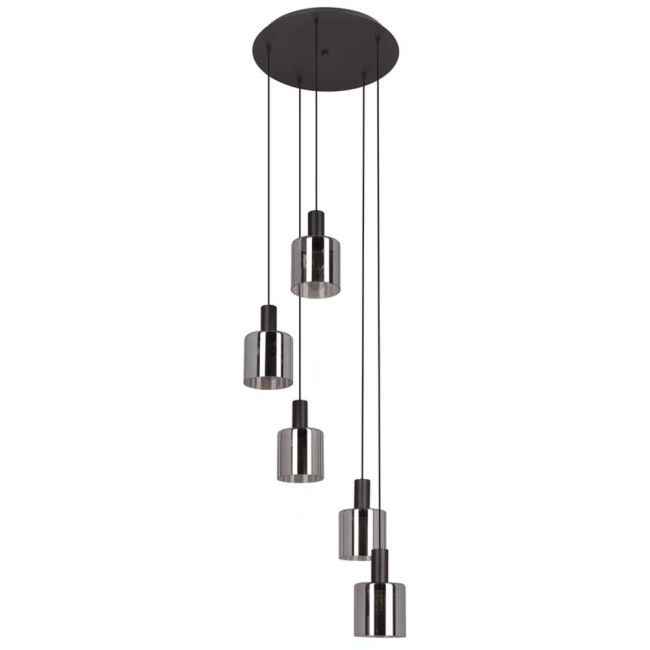 Gorosiba Black and Black Glass 5 Light Pendant by Eglo