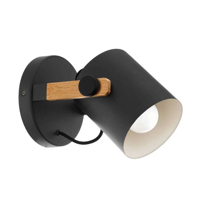 Hornwood Black with Wood Wall Light by Eglo