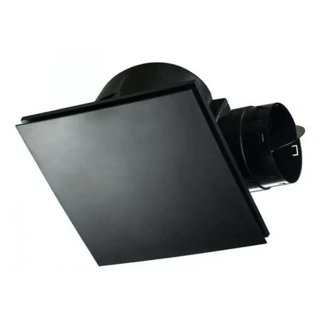 Hybrid 250 Square Matte Black Exhaust Fan by Fanco