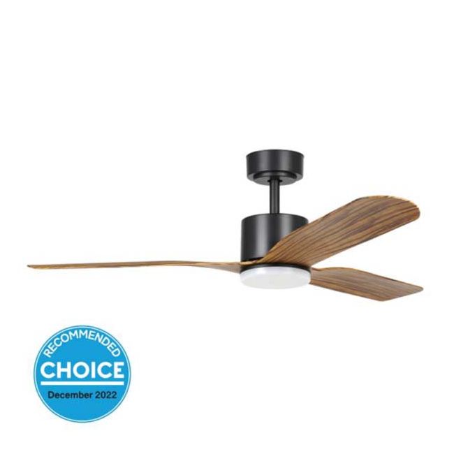 Iluka 52" DC Eglo Ceiling Fan with LED Light in Black with Rustic Wood 20537815