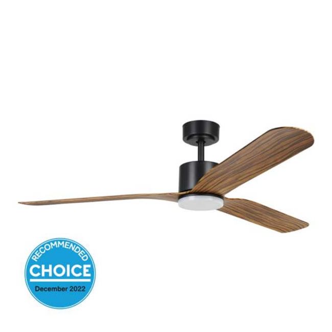 Iluka 60" DC Eglo Ceiling Fan with LED Light in Black with Rustic Wood 20538115