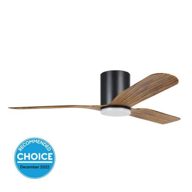Iluka Hugger 52" DC Eglo Ceiling Fan and LED Light in Black with Rustic Wood 20538315