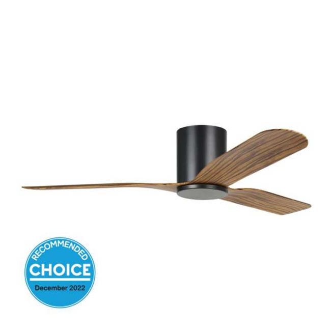 Iluka Hugger 52" DC Eglo Ceiling Fan in Black with Rustic Wood 20538215
