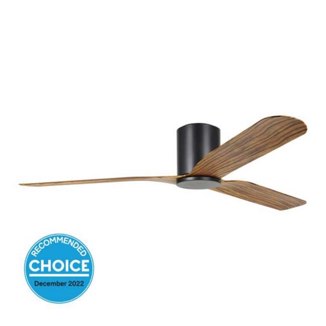 Iluka Hugger 60" DC Eglo Ceiling Fan in Black with Rustic Wood 20538415