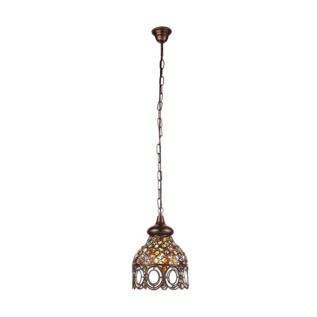 Jadida Antique Copper with Coloured Glass Medium Pendant Light by Eglo