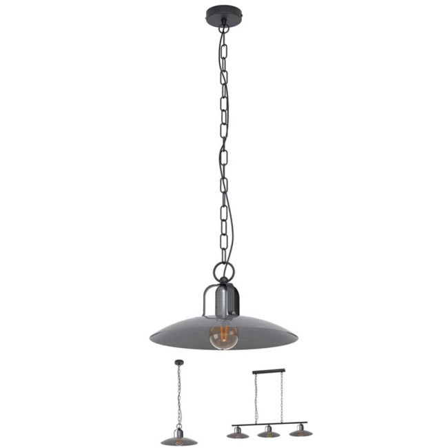 Kenilworth Antique Nickel E27 Pendant Light by Eglo