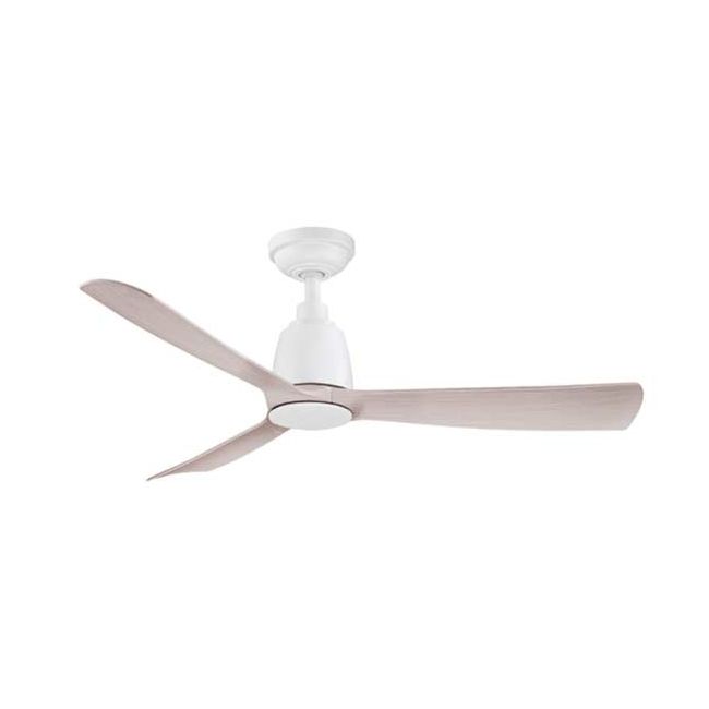 Kute 44" DC ThreeSixty Ceiling Fan in White with Washed Oak KUT44WHWO