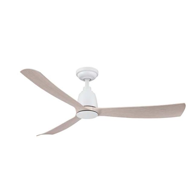 Kute 52" DC ThreeSixty Ceiling Fan in White with Washed Oak KUT52WHWO