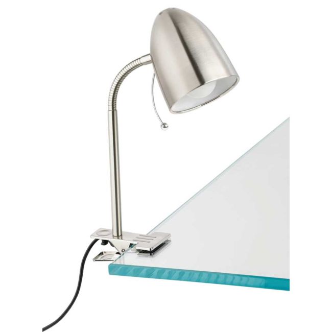 Lara Satin Nickel E27 Clamp Lamp by Eglo