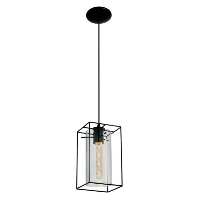 Loncino Black and Smoked Glass 1 Light Pendant by Eglo